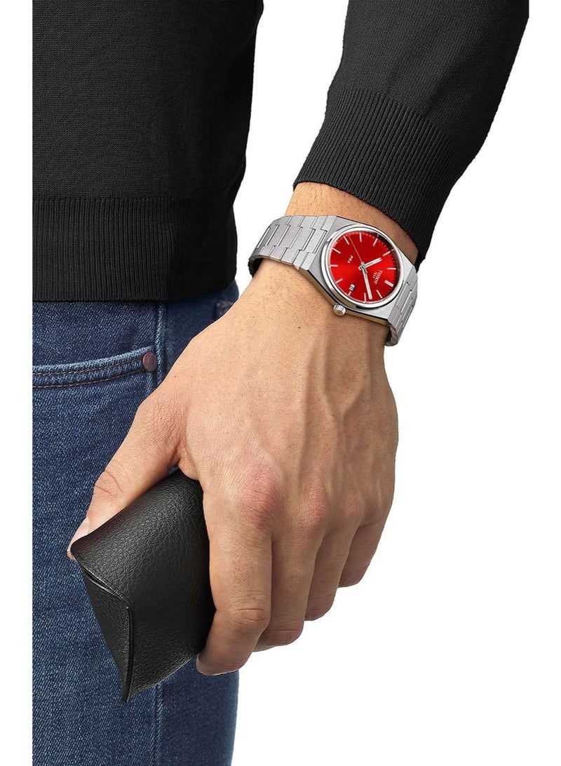 TISSOT PRX Red Dial Stainless Steel 40mm Mens Swiss Quartz Watch - T137.410.11.421.00 - Image 5